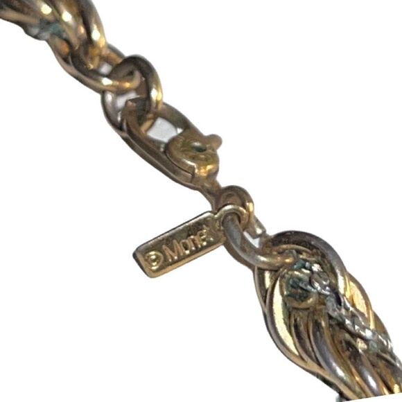Vintage Monet Gold & Silver Tone Twisted Rope Chain Heavy Duty Necklace - Picture 5 of 6